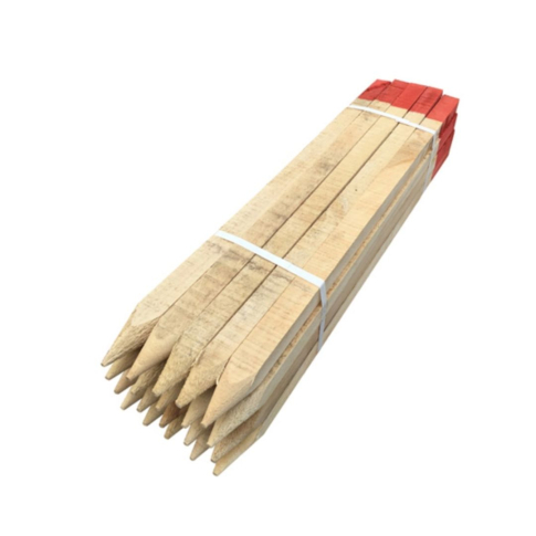 Piquet d'implantation bois pour chantier - rouge - H. 0.75m (lot de 20 pièces)
